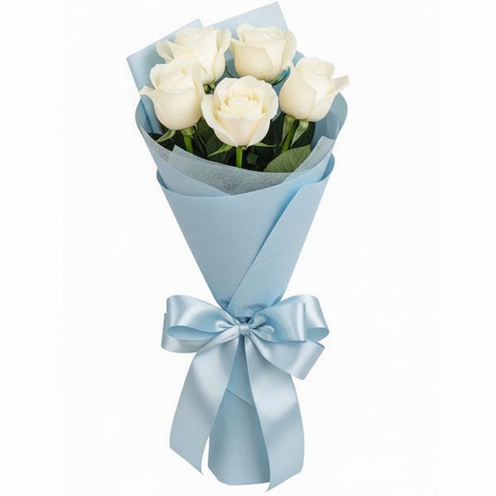 Букет 5 Белых роз Проуд в Первомайском Алтайского края