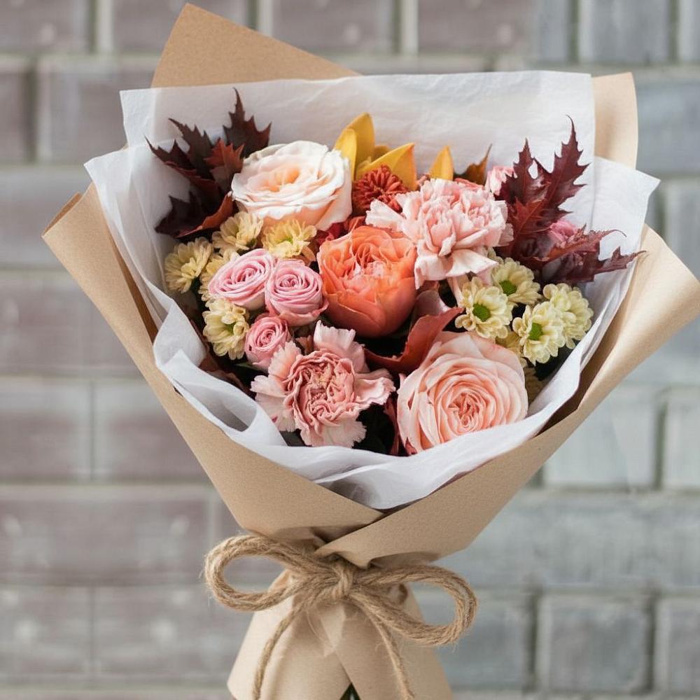 Букет цветов из: Гвоздики, Хризантемы и Розы в Первомайском Алтайского края