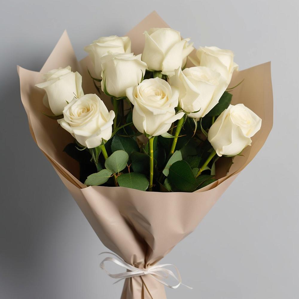 Букет 9 Белых роз Эдлесс Лав в Первомайском Алтайского края