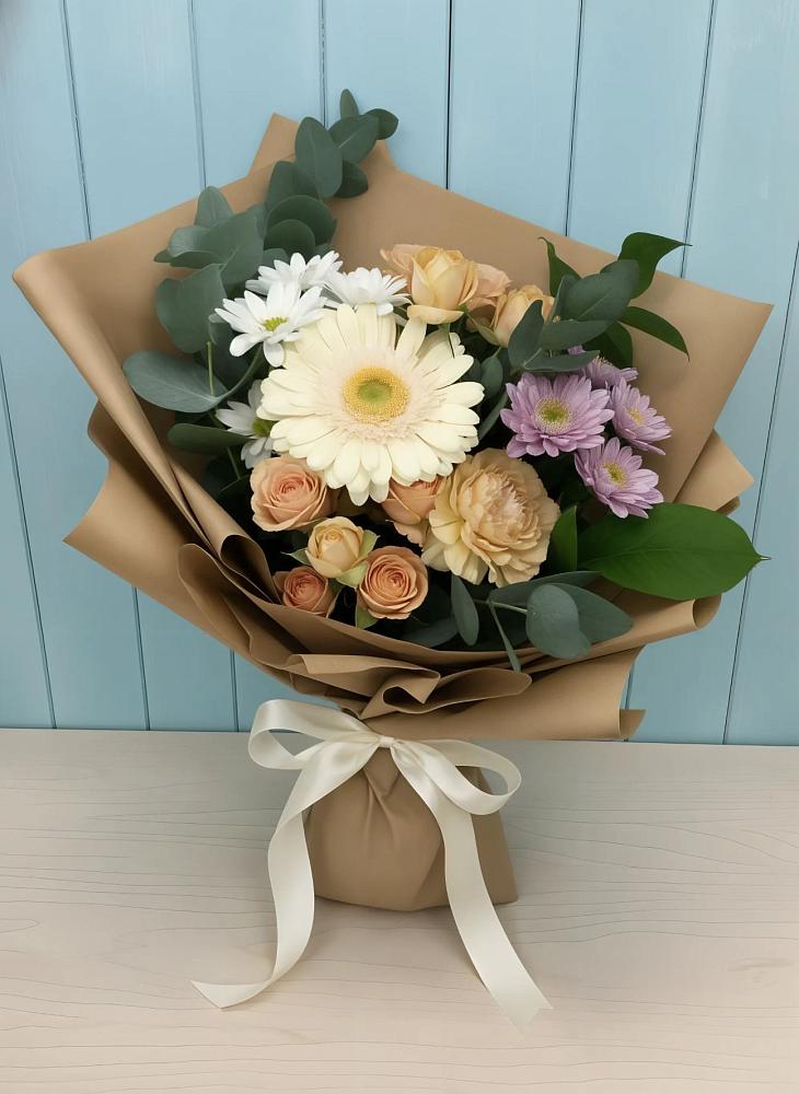 Букет цветов из: Герберы и Хризантемы в Первомайском Алтайского края