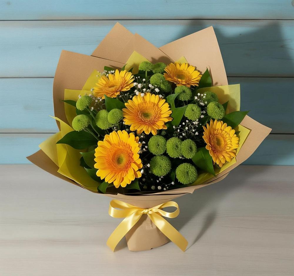 Букет цветов из: Герберы и Хризантемы в Первомайском Алтайского края