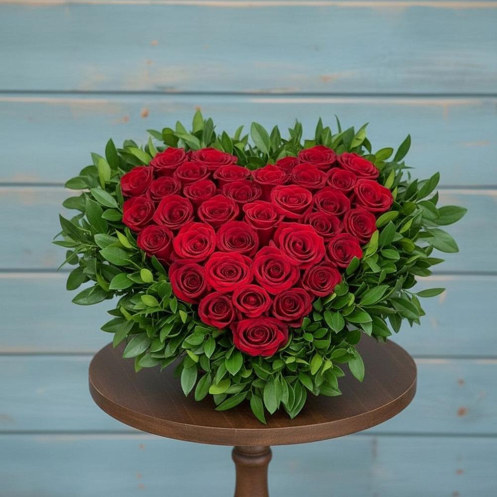 Цветочная композиция из Розы в виде сердца в Первомайском Алтайского края