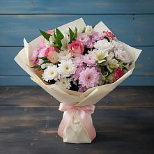 Букет цветов из:  Хризантемы, Альстромерии и Розы в Первомайском Алтайского края