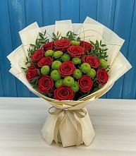 Букет цветов из:  Розы и Хризантемы в Первомайском Алтайского края